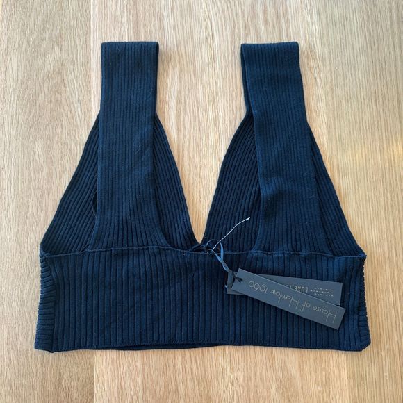 NWT* House of Harlow 1960 Women's Rib Knit Bralette Black Top - Women's Large - Picture 4 of 7